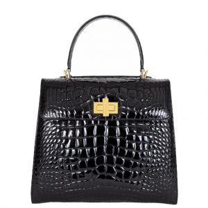 Grace Black Alligator Top Handle
