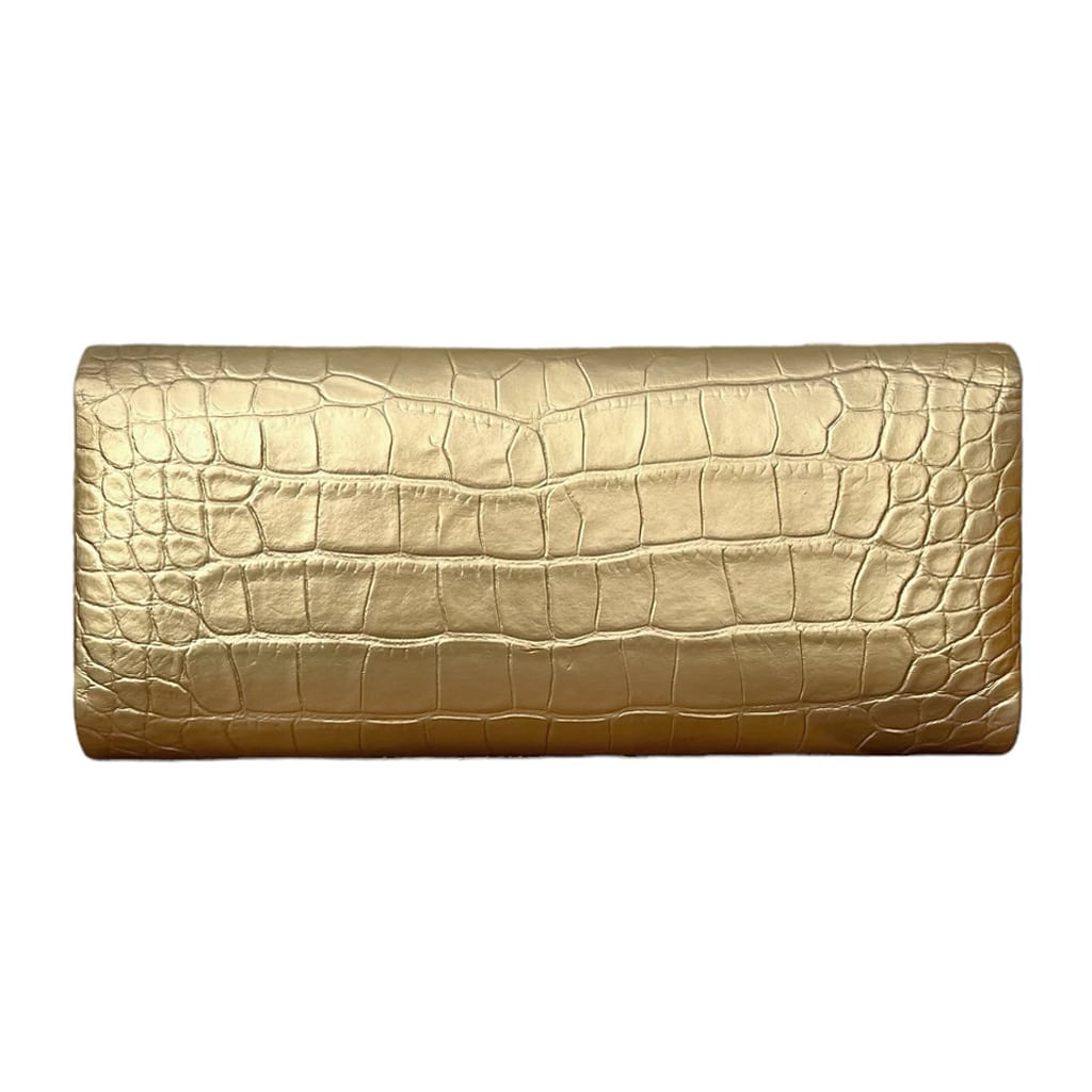 Ginger Metallic Gold Alligator Clutch - Image 4